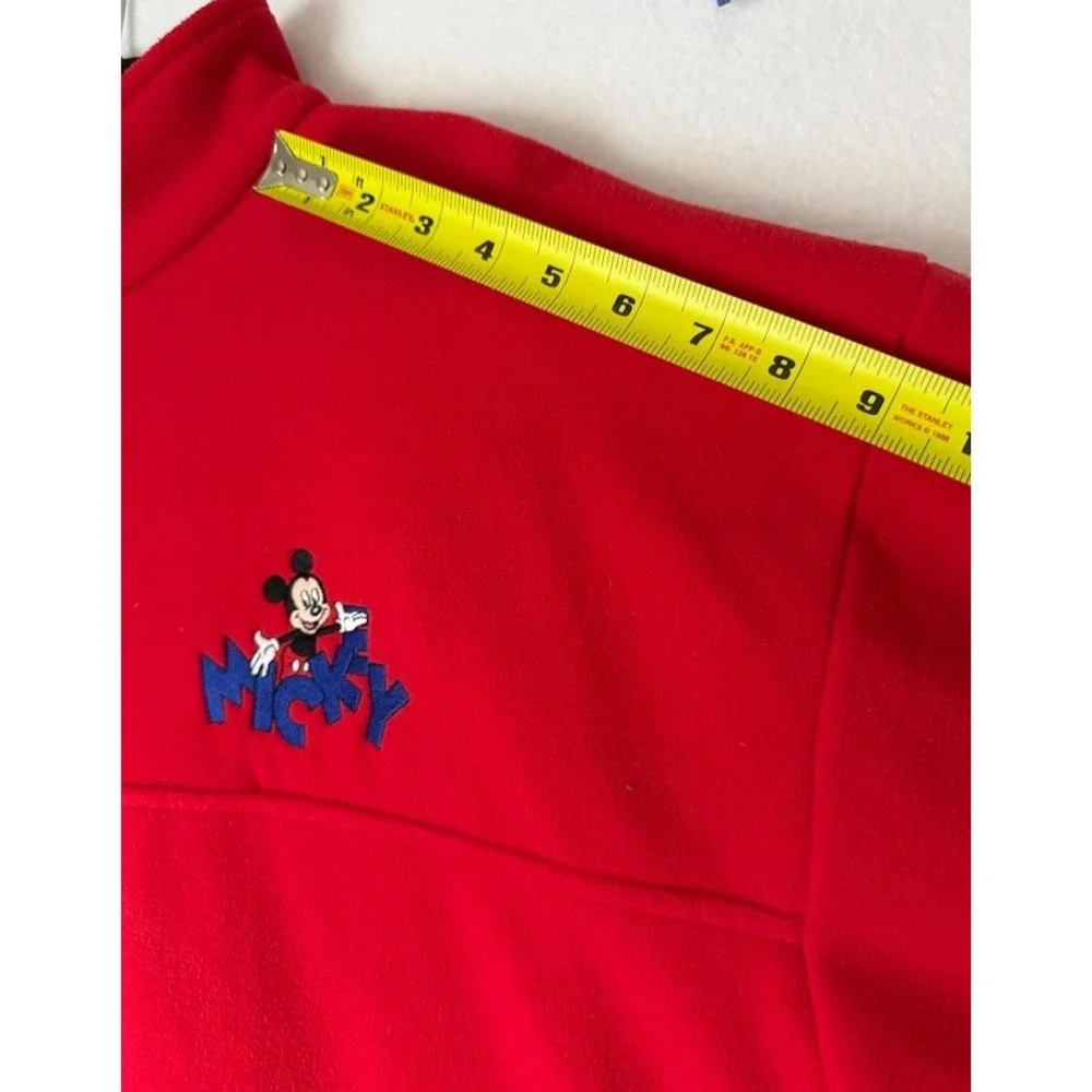 Disney Mickey Mouse Jacket Men XXL Red Fleece 1/4 Zip Pullover‎ Y2K Outewear